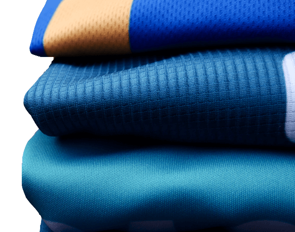 This is a photo of the three fabrics we offer for sublimated jerseys. Atom, Mesh and Essential