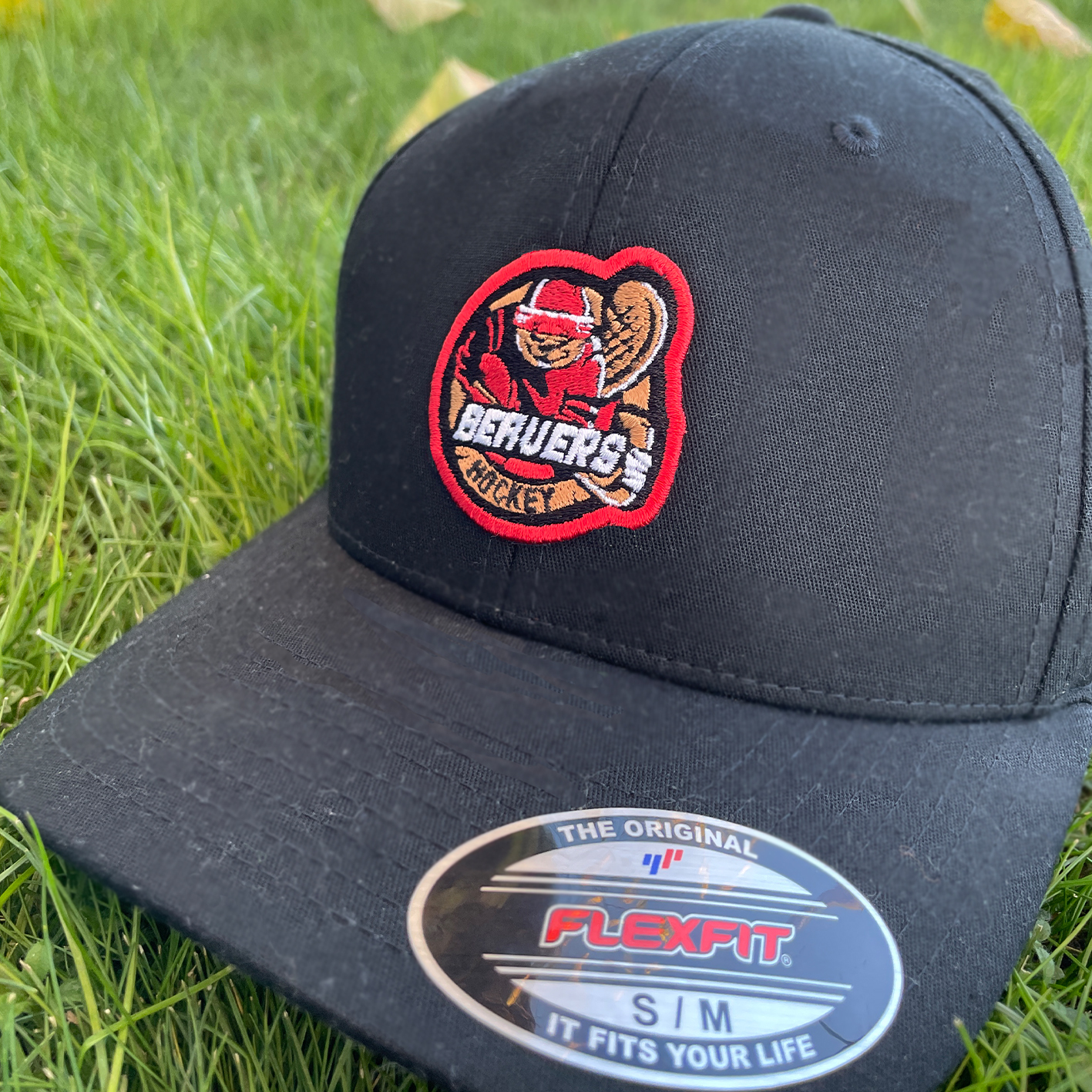 An example of an embroidered patch applied on a hat